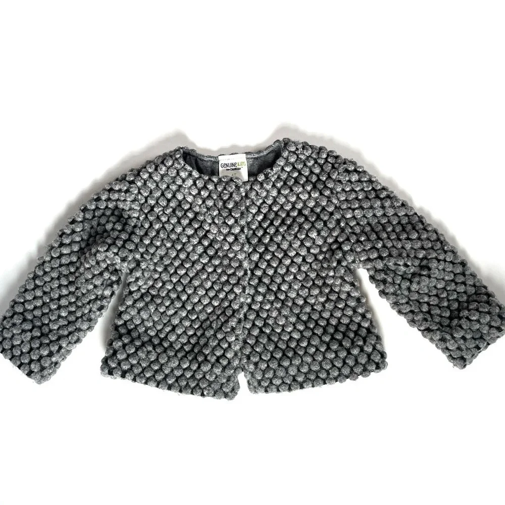 OshKosh Wool Blend Bobble Jacket Gray 4T Jersey Knit Lined